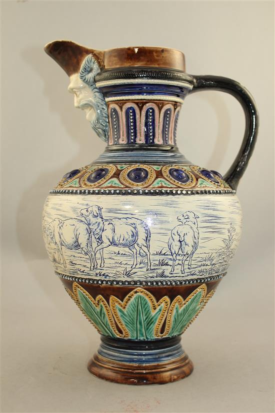 An Amphora pottery ewer, late 19th century, 34cm.